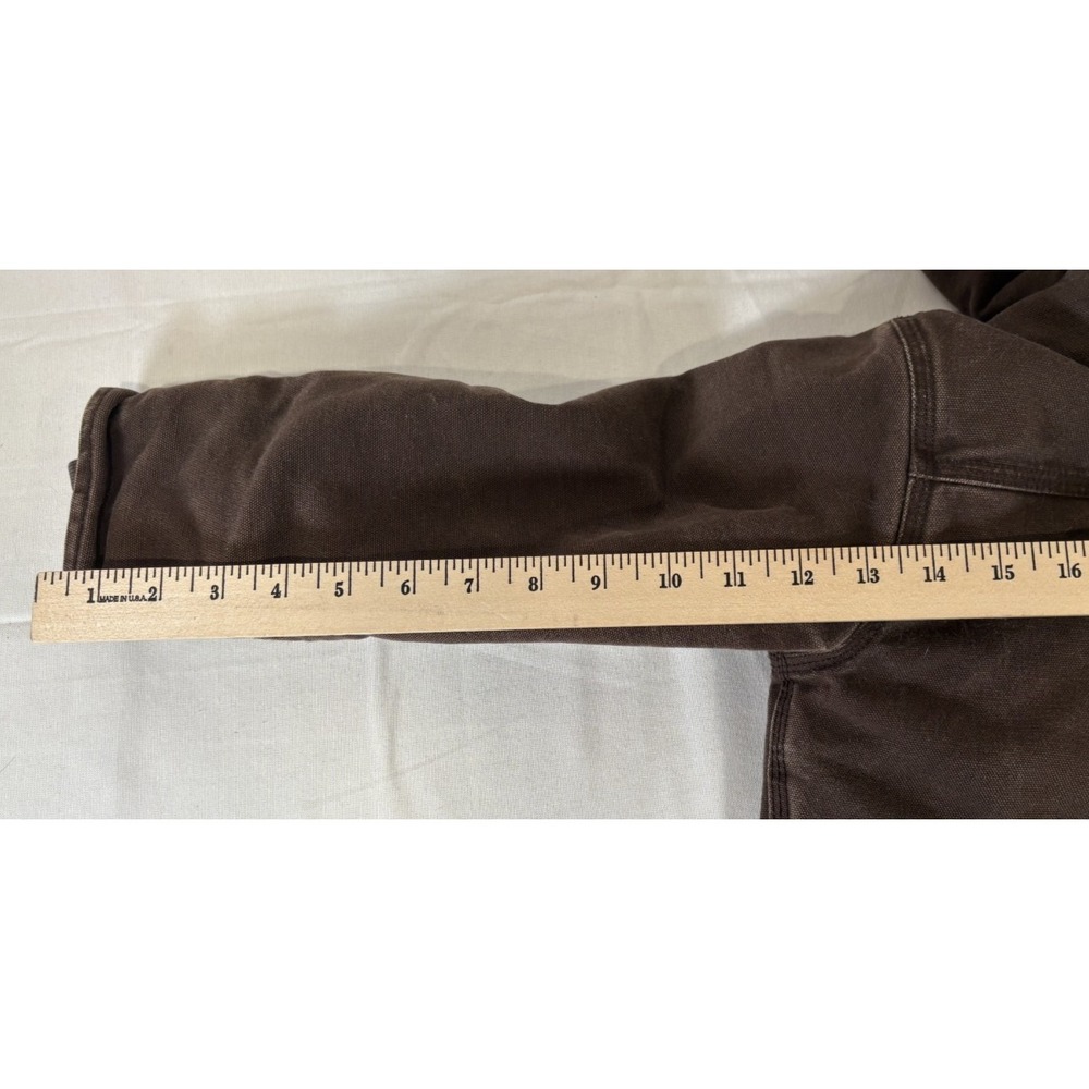 Carhartt Jacket Youth 5 Brown Canvas Hooded Full Zip Fleece Lined Workwear VTG - Picture 12 of 12